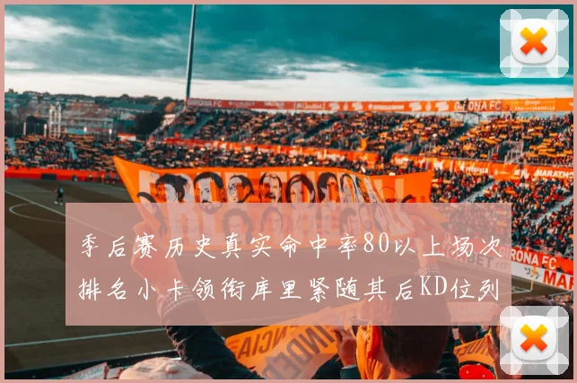 季后赛历史真实命中率80以上场次排名小卡领衔库里紧随其后KD位列第三